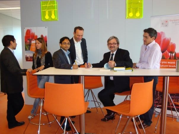 Harish Kumar with a classmate at Duisenberg School of Finance, Amsterdam